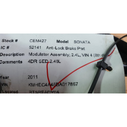 HYUNDAI SONATA HYBRID 2.4L ABS PUMP ESC 2011-2015 58920-4R000 589204R000 BE6003D301