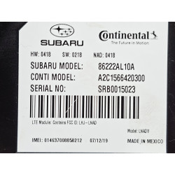 SUBARU LEGACY OUTBACK TELEMATICS COMMUNICATION CONTROL MODULE 2016-2019 86222AL10A
