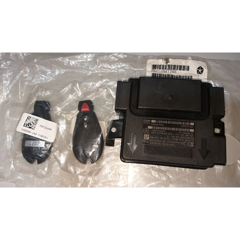 JEEP CHEROKEE KEYLESS ENTER CONTROL MODULE ENTRY RECEIVER AND 2 KEY 2014-2017 68105417AE 56046994AE NEW
